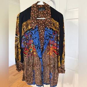 Vintage 80's CAROLE LITTLE novelty print oversized boyfriend blazer Size XL-1X